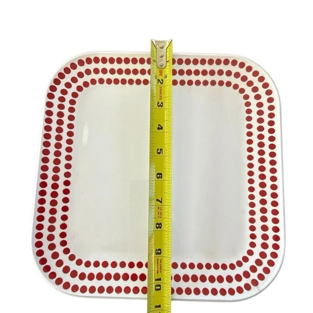 Room Essentials White Red Polka Dots Melamine Square Plates Set of 6